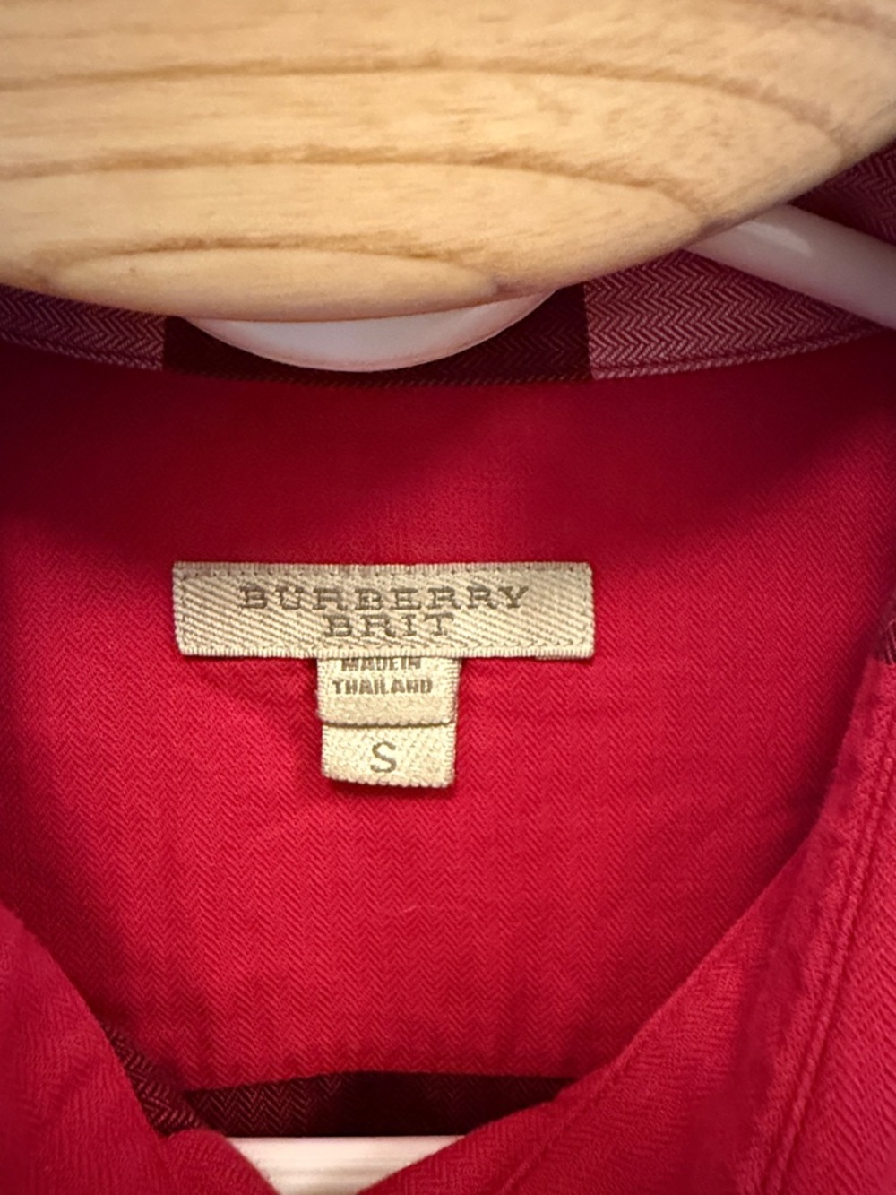 Burberry Red, Black Plaid Cotton Button-Down Shirt - Picture 2 of 5